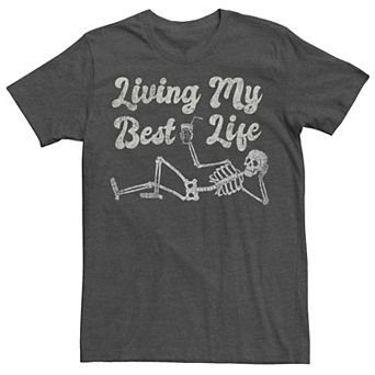 Men's Living My Best Life Skeleton Logo Tee