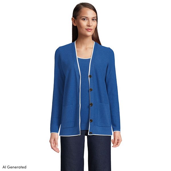 Lot Maternité Land's End - Haut Et Cardigan Coton Bleu - Taille XS - Neuf