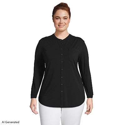 Plus Size Lands' End Long Sleeve Jersey A-line Tunic