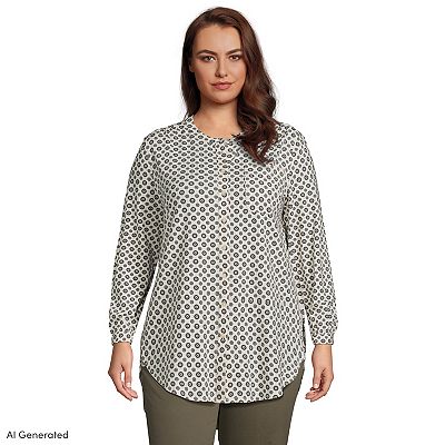 Plus Size Lands' End Long Sleeve Jersey A-line Tunic