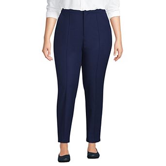 Plus Size Lands' End High-Rise Stretch Pintuck Pencil Ankle Pants