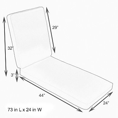 Sorra Home Outdoor/Indoor Chaise Lounge Cushion - 73 x 24