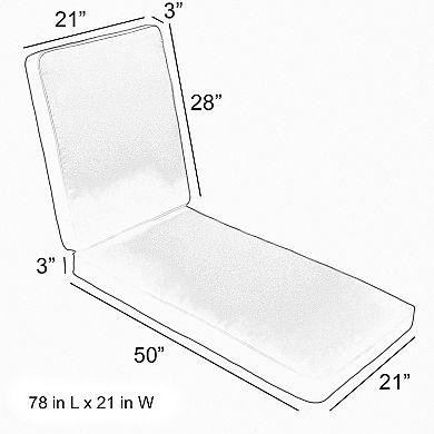 Sorra Home Outdoor/Indoor Chaise Lounge Cushion - 78 x 21