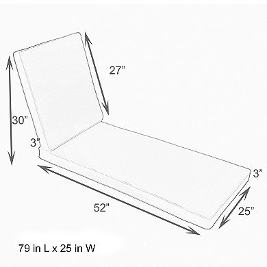 Sorra Home Outdoor/Indoor Chaise Lounge Cushion - 79 x 25