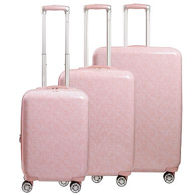 ful Hello Kitty Pose All Over Print 3-Piece Hardside Spinner Luggage Set