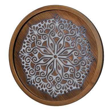 American Art Décor Boho Rustic Farmhouse Wood Framed Wall Medallion