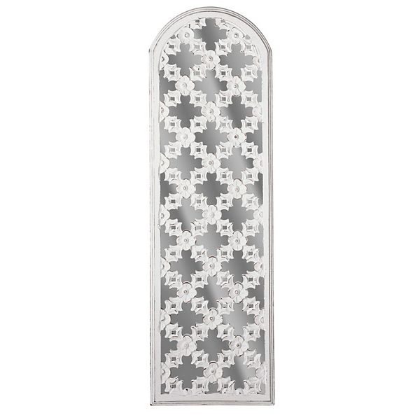 American Art Décor Distressed Reflective Arched White Lattice Wall ...