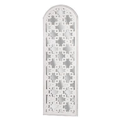 American Art Décor Distressed Reflective Arched White Lattice Wall Medallion