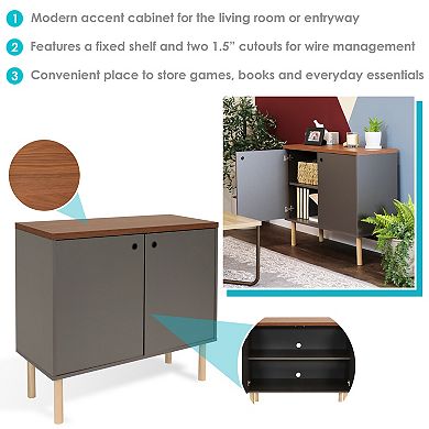 Sunnydaze Mid-Century Modern 2-Door Accent Buffet Cabinet