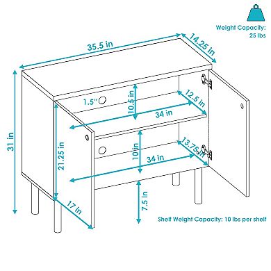 Sunnydaze Indoor Mid-century Modern 2-door Accent Cabinet