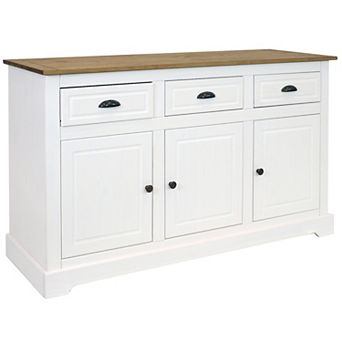 Sunnydaze Solid Pine Sideboard with 3 Drawers and 3 Doors - 32 in