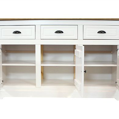 Sunnydaze Solid Pine Sideboard with 3 Drawers and 3 Doors - White - 32 in