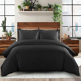 Solid 100% Cotton Duvet Cover Set - 600 Thread Count