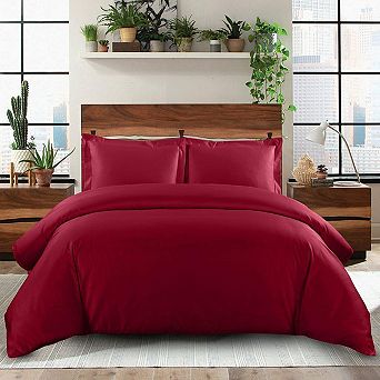 Solid 100% Cotton Duvet Cover Set - 600 Thread Count