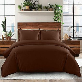 Solid 100% Cotton Duvet Cover Set - 600 Thread Count