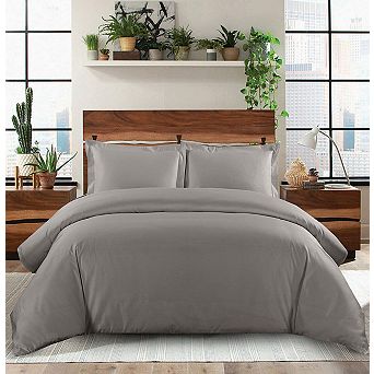 Solid 100% Cotton Duvet Cover Set - 600 Thread Count
