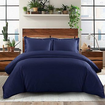 Solid 100% Cotton Duvet Cover Set - 600 Thread Count