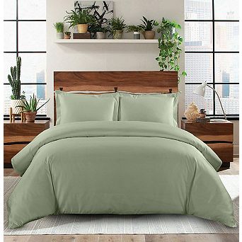 Solid 100% Cotton Duvet Cover Set - 600 Thread Count