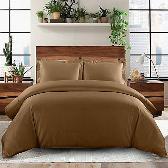 Solid 100% Cotton Duvet Cover Set - 600 Thread Count