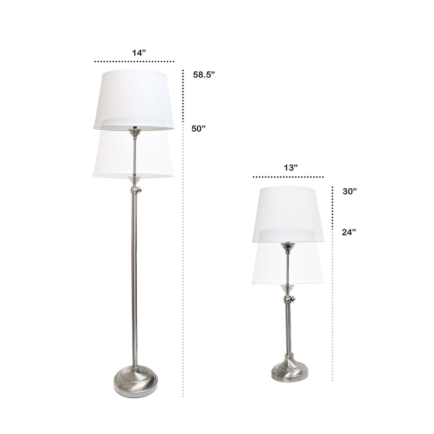 Malham Large Classic Ceramic Table Lamp With Matching Shade (Champagne Gold & Silver - Natural Linen Shade