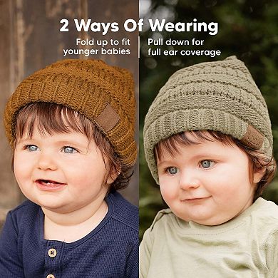 KeaBabies 3pk Warmzy Baby Beanies, 0-36 months Baby Winter Hats for Newborn, Infant, Toddlers