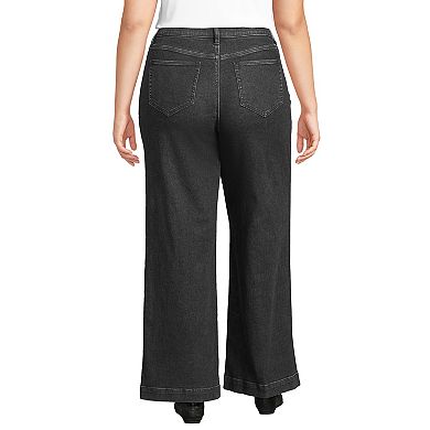 Plus Size Lands' End Denim High Rise Wide Leg Jeans