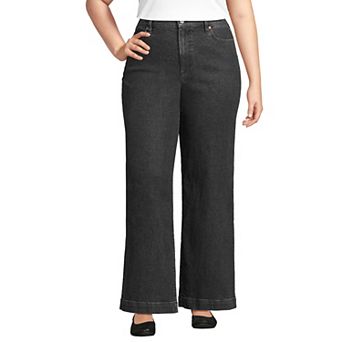 Plus Size Lands' End Denim High Rise Wide Leg Jeans