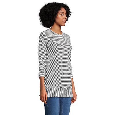 Women's 3/4 Sleeve Slub Jersey Swing Tunic - Lands' End - White - XS