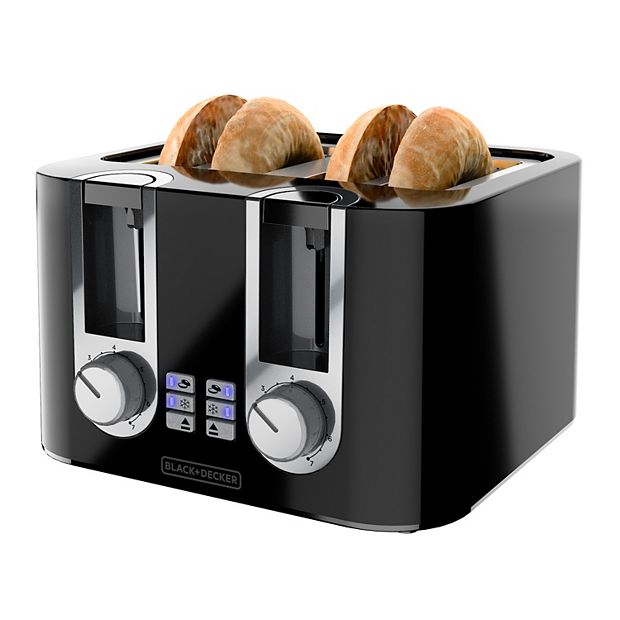 Black and Decker 4-Slice Toaster with Extra Wide Slots in Black