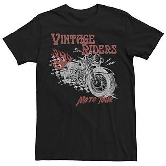 Men's Vintage Riders Flaming Motorcycle Moto Tour Tee