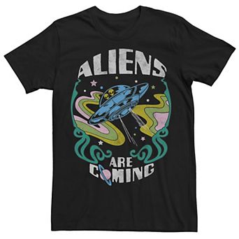 Men's Aliens Are Coming Psychedelic Spaceship Tee