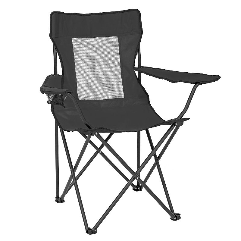 Seina Mesh-Back Folding Chair, Black