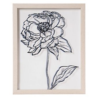 American Art Décor Peony Sketch Printed Glass Wall Art