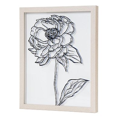 American Art Décor Peony Sketch Printed Glass Wall Art