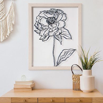 American Art Décor Peony Sketch Printed Glass Wall Art