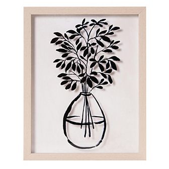 American Art Décor Branch Leaves in a Vase Printed Glass Wall Art