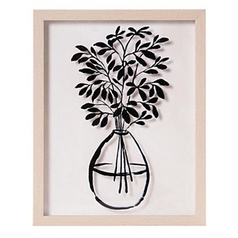 American Art Décor Branch Leaves in a Vase Printed Glass Wall Art