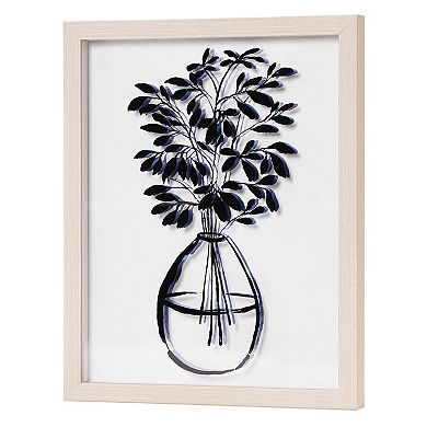 American Art Décor Branch Leaves in a Vase Printed Glass Wall Art