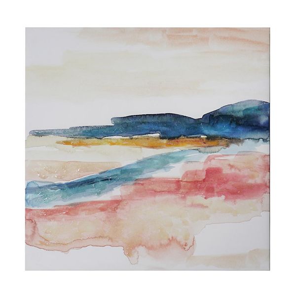 American Art Decor Watercolor Sunset & Ocean II Canvas Wall Art