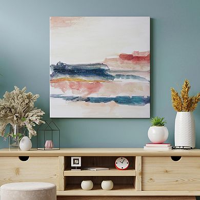 American Art Décor Watercolor Sunset & Ocean I Canvas Wall Art