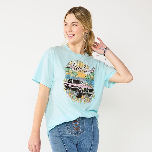 Juniors' Mustang Oversized Graphic Tee