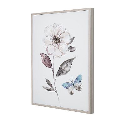 American Art Decor Opal Flower Butterfly Framed Wall Art