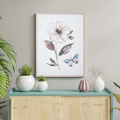 American Art Decor Opal Flower Butterfly Framed Wall Art