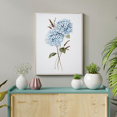 American Art Décor Aqua Hydrangea Flower Framed Canvas Wall Art Print