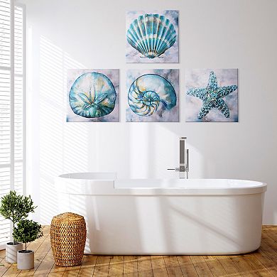 American Art Decor Elegant Shells Canvas Wall Art 4-piece Set
