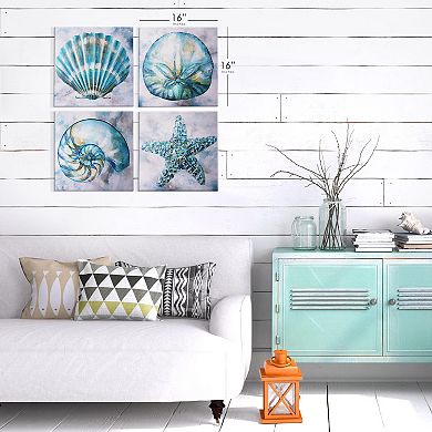 American Art Decor Elegant Shells Canvas Wall Art 4-piece Set