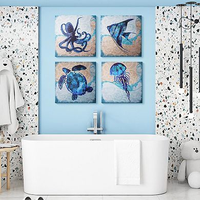 American Art Décor Sea Creatures Canvas Wall Art 4-piece Set