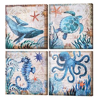 American Art Décor Monterey Bay Canvas Wall Art 4 pc Set