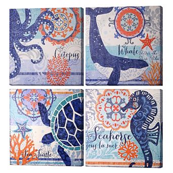 American Art Décor North Shore Canvas Wall Art 4 pc Set