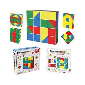 PicassoTiles 16 pc Magnetic Blocks, Magnetic Building Blocks for Kids, Magnetic Puzzle for Kids 3+